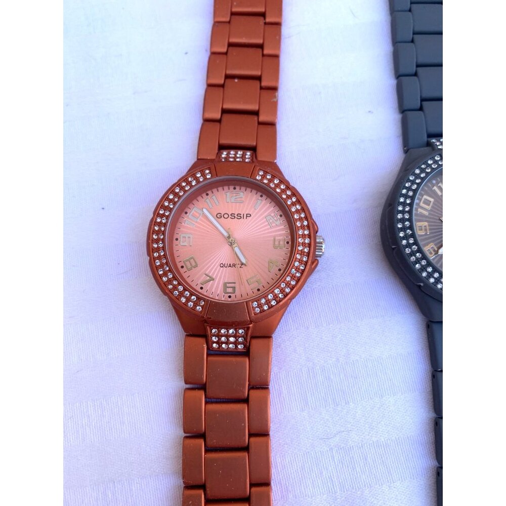 Lot 3 Gossip Quartz Rhinestone Fashion Watches Blue Gray Orange Japan Movement - Picture 2 of 8
